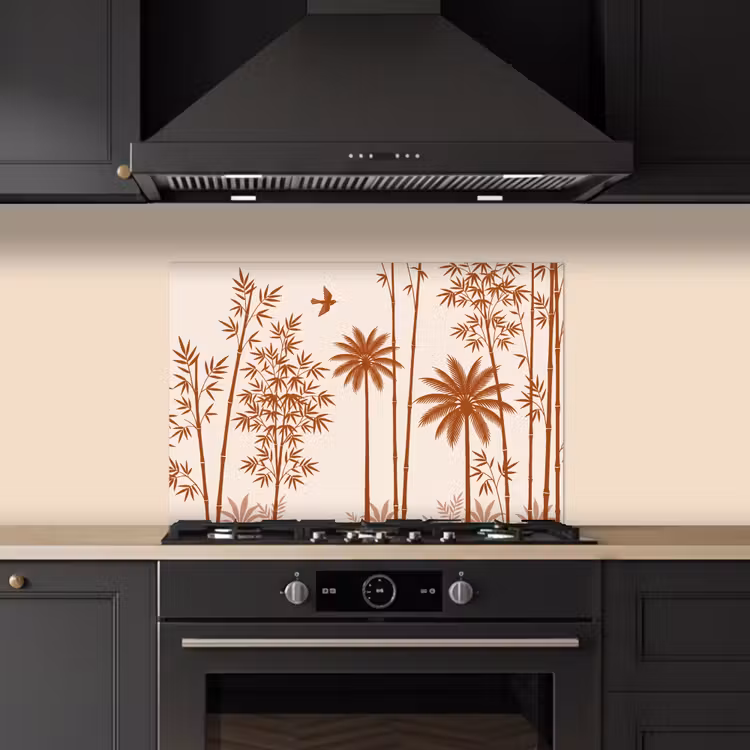 Spatscherm keuken - Vogel - Boom - Tropisch - Minimalistisch - Bruin — 2