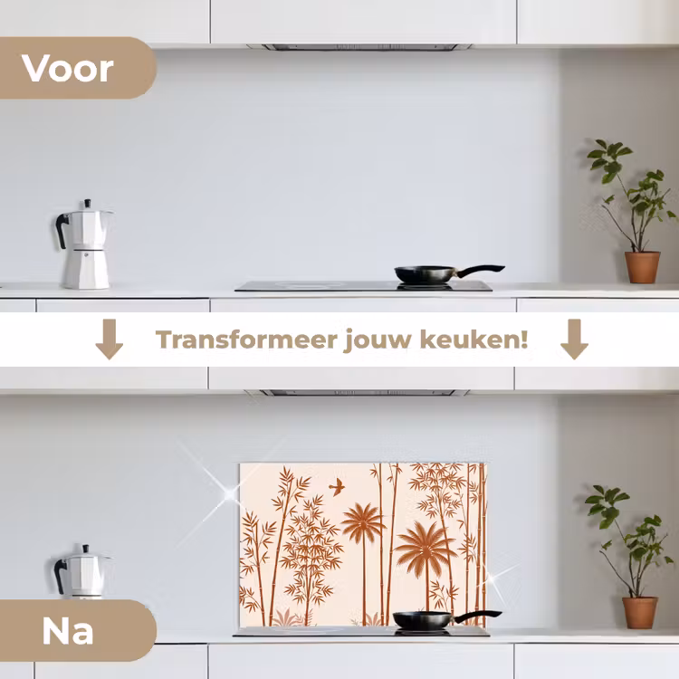 Spatscherm keuken - Vogel - Boom - Tropisch - Minimalistisch - Bruin — 3