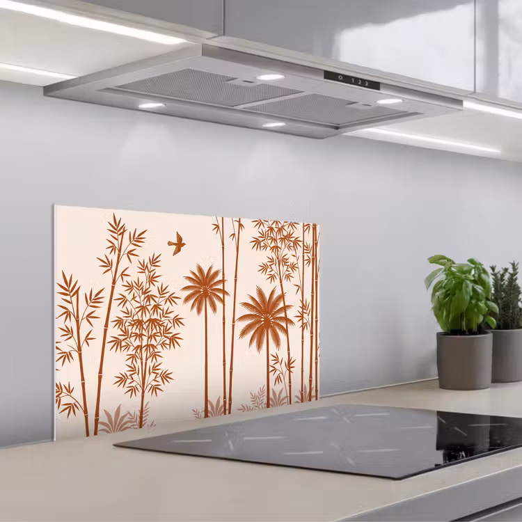 Spatscherm keuken - Vogel - Boom - Tropisch - Minimalistisch - Bruin — 5