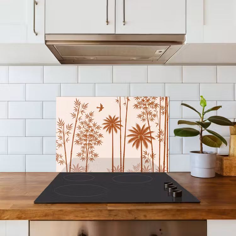 Spatscherm keuken - Vogel - Boom - Tropisch - Minimalistisch - Bruin — 6