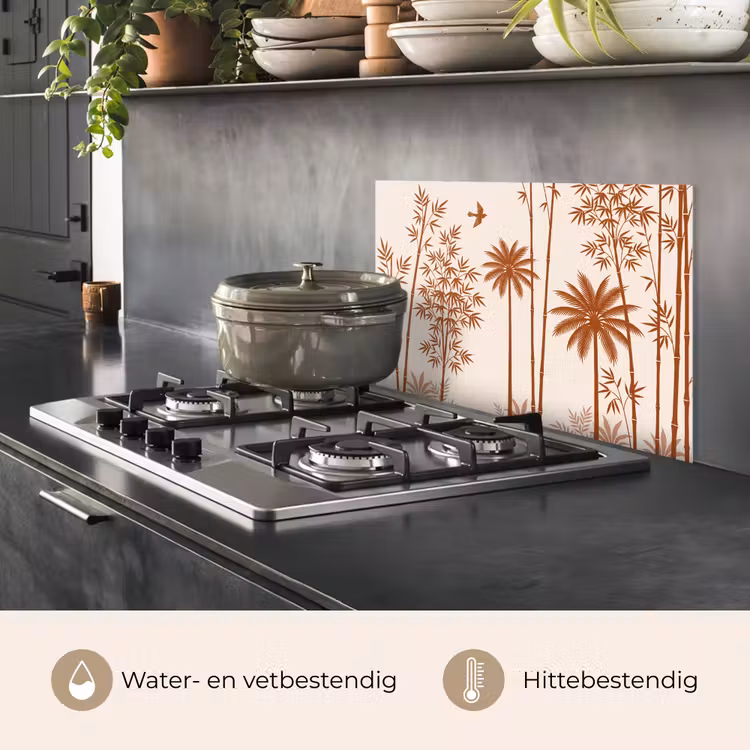 Spatscherm keuken - Vogel - Boom - Tropisch - Minimalistisch - Bruin — 7