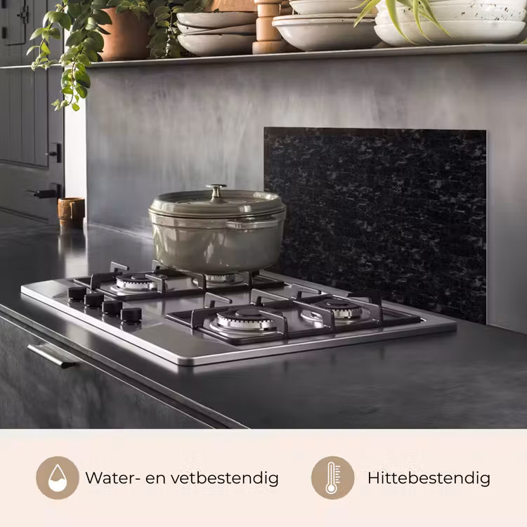 Spatscherm keuken - Tegels - Patroon - Marmer - Zwart — 7