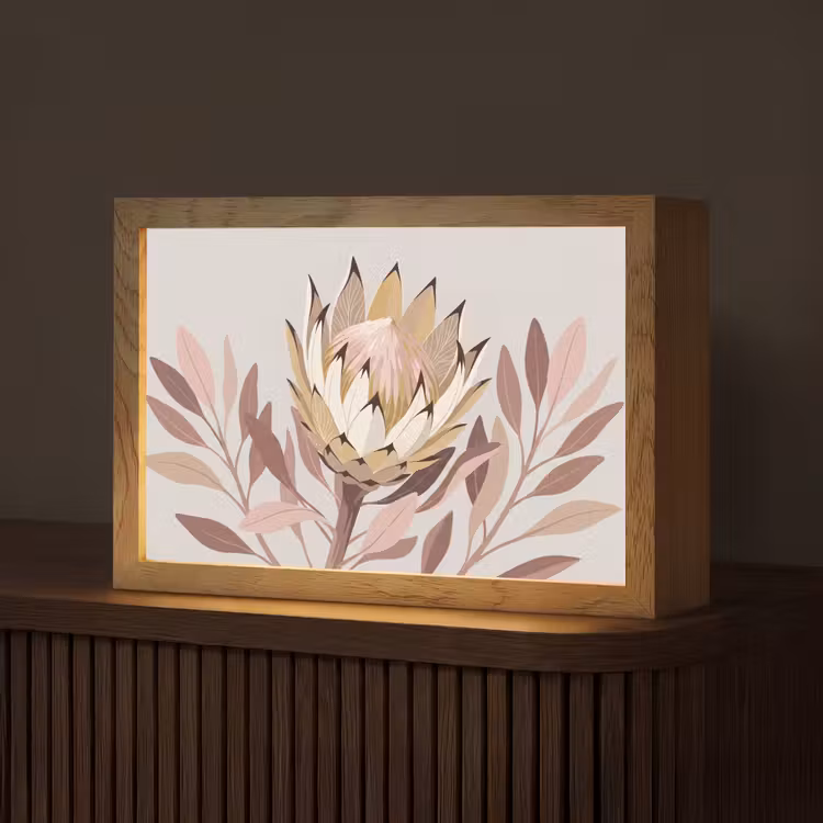 Tafellamp - Protea - Bloem - Botanisch - Beige — 1