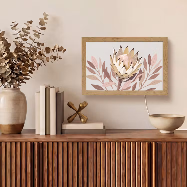 Tafellamp - Protea - Bloem - Botanisch - Beige — 3