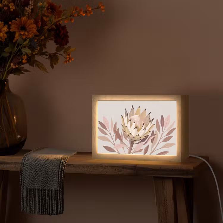 Tafellamp - Protea - Bloem - Botanisch - Beige — 4