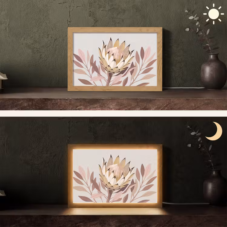 Tafellamp - Protea - Bloem - Botanisch - Beige — 5