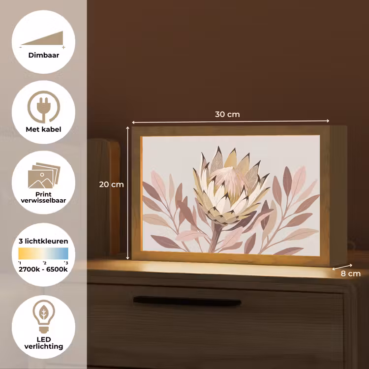 Tafellamp - Protea - Bloem - Botanisch - Beige — 7