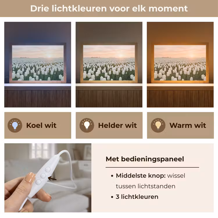 Tafellamp - Tulpen - Landschap - Wit — 6