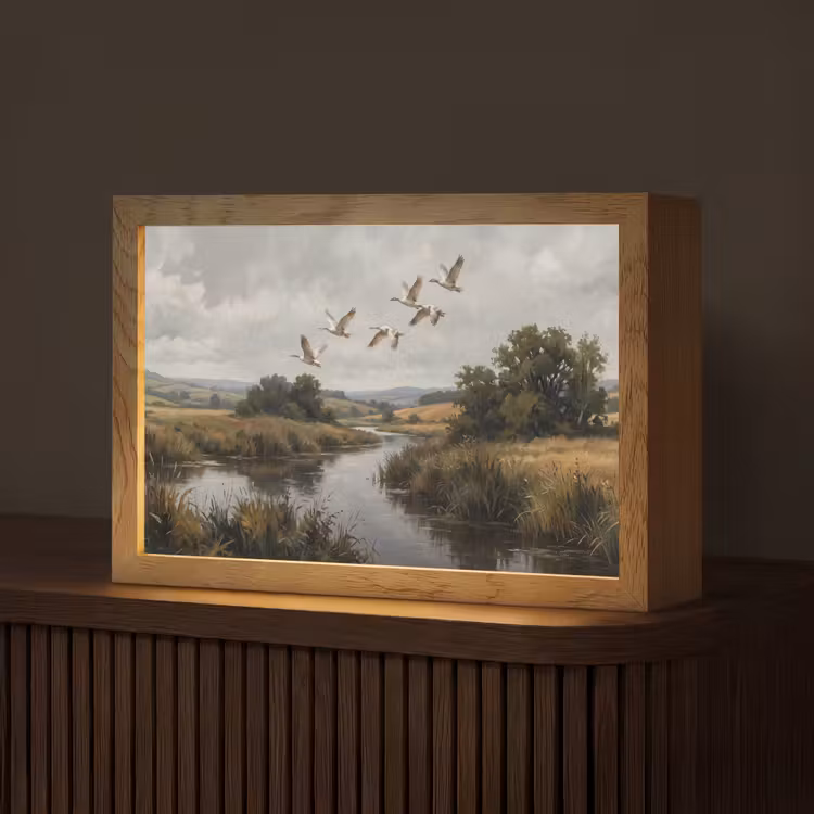 Tafellamp - Eenden - Rivier - Landschap - Vlucht - Nostalgisch — 1
