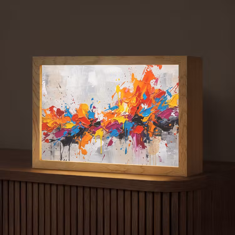 Tafellamp - Abstract - Schilderij - Kleurrijk - Dynamisch — 1