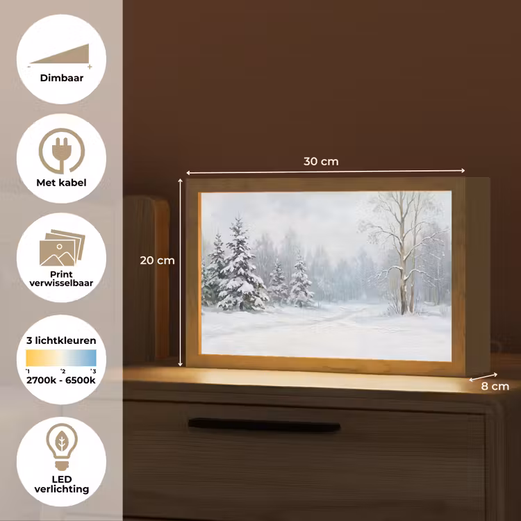 Tafellamp - Bospad - Dennen - Sneeuw - Winter - Rustgevend — 7