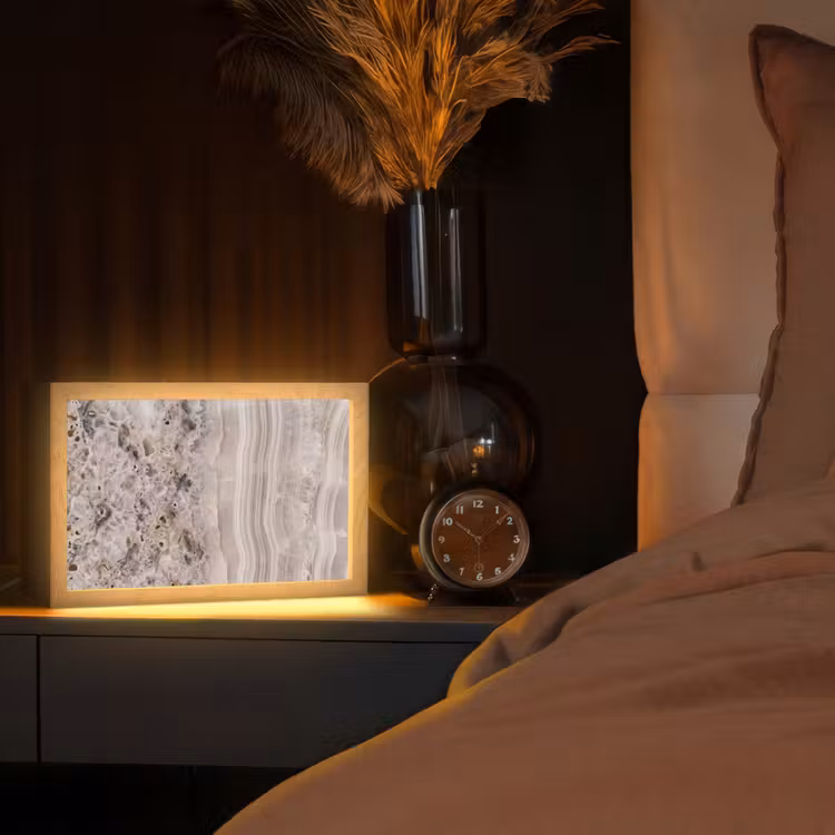 Tafellamp - Steen - Textuur - Abstract - Beige - Wit — 2