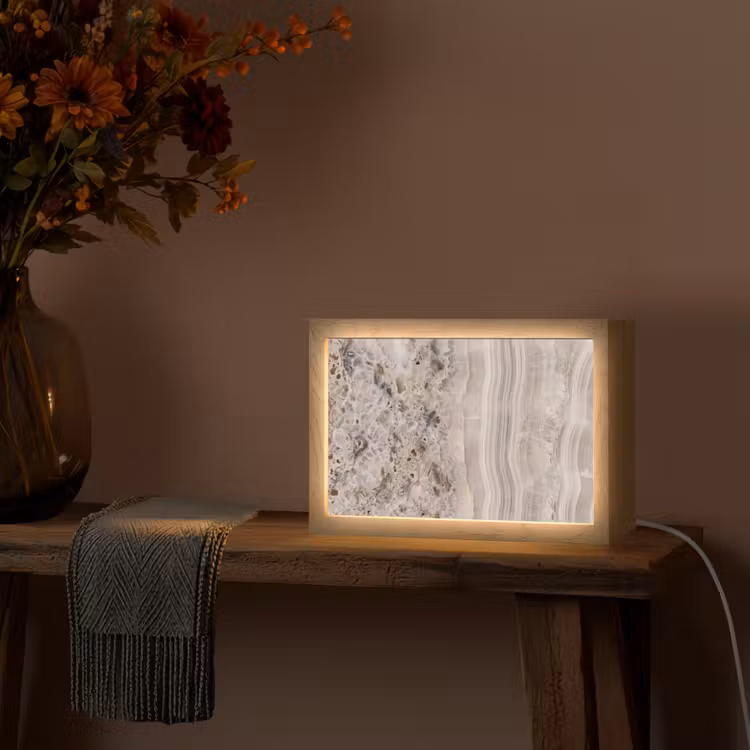 Tafellamp - Steen - Textuur - Abstract - Beige - Wit — 4