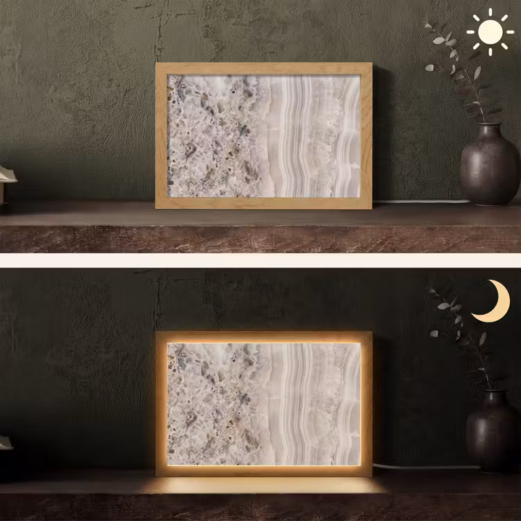 Tafellamp - Steen - Textuur - Abstract - Beige - Wit — 5