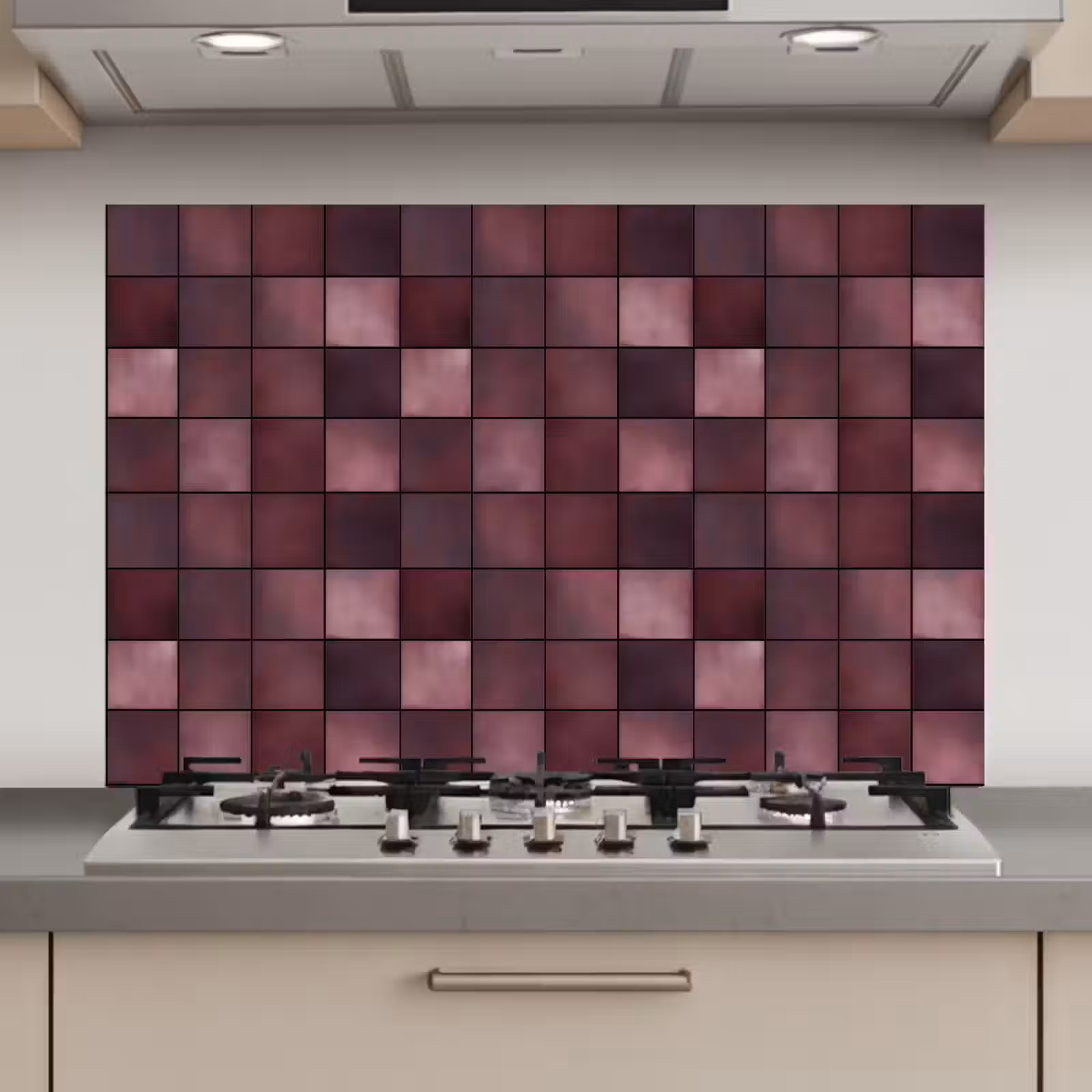 Spatscherm keuken - Vierkant - Tegel - Patroon - Paars — 1