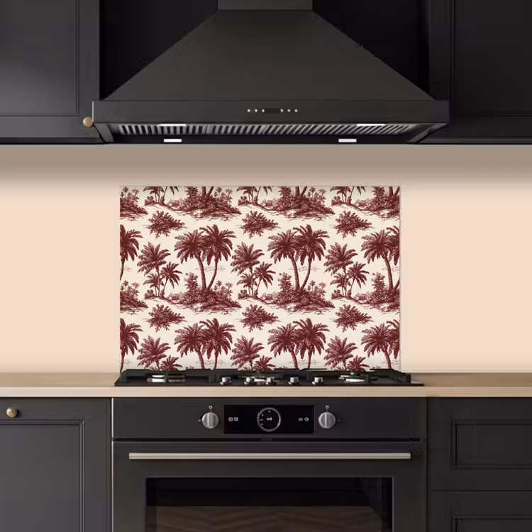 Spatscherm keuken - Tropisch - Geometrisch - Bordeauxrood — 2