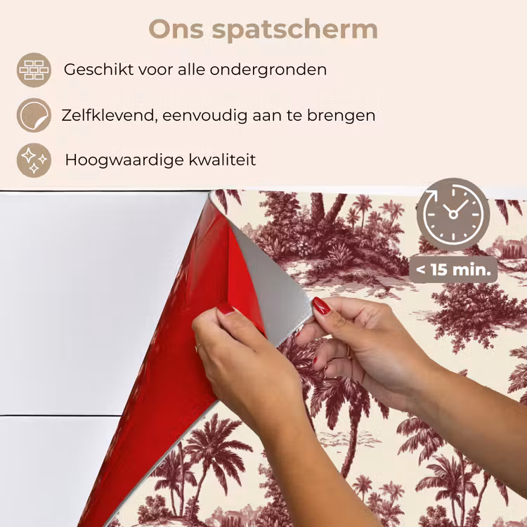 Spatscherm keuken - Tropisch - Geometrisch - Bordeauxrood — 4