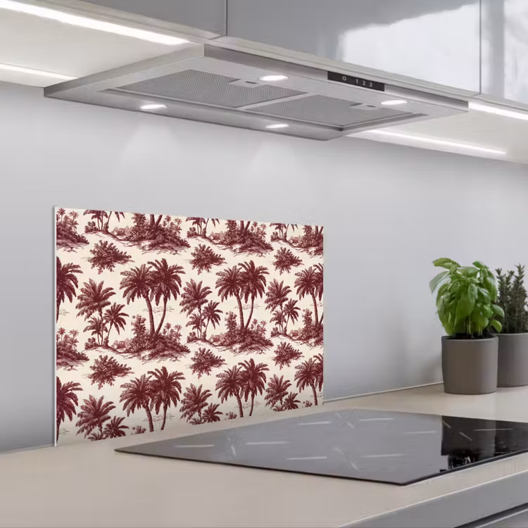 Spatscherm keuken - Tropisch - Geometrisch - Bordeauxrood — 5