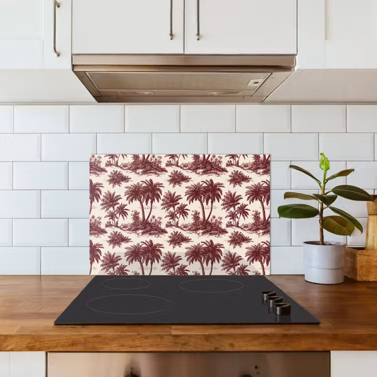 Spatscherm keuken - Tropisch - Geometrisch - Bordeauxrood — 6