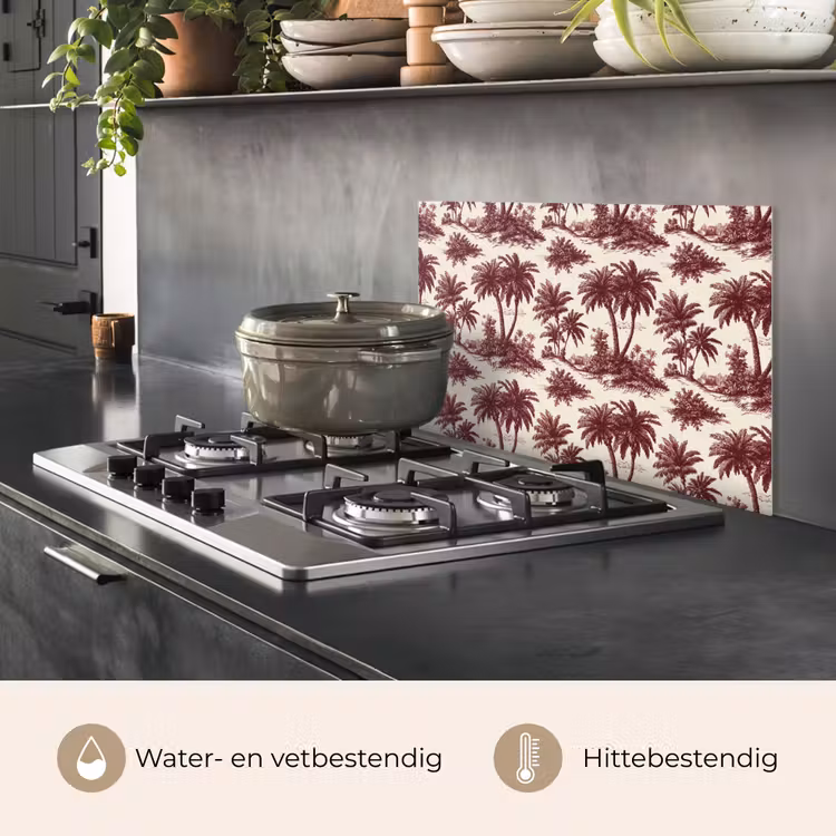 Spatscherm keuken - Tropisch - Geometrisch - Bordeauxrood — 7