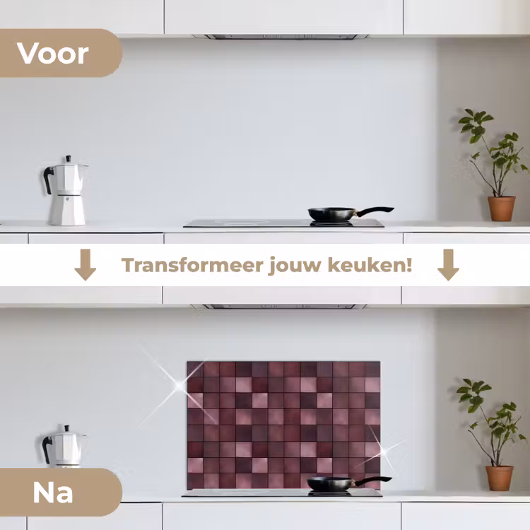Spatscherm keuken - Vierkant - Tegel - Patroon - Paars — 3