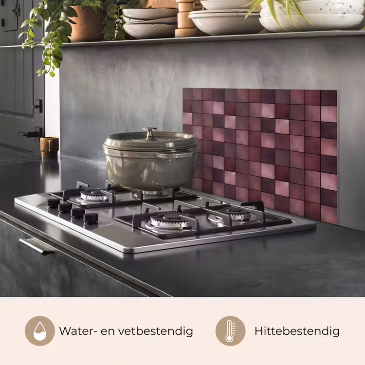 Spatscherm keuken - Vierkant - Tegel - Patroon - Paars — 7