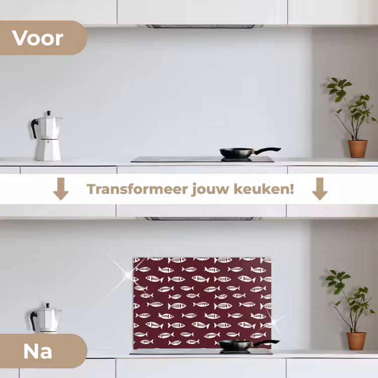 Spatscherm keuken - Vissen - Grafisch - Patroon - Donker — 3