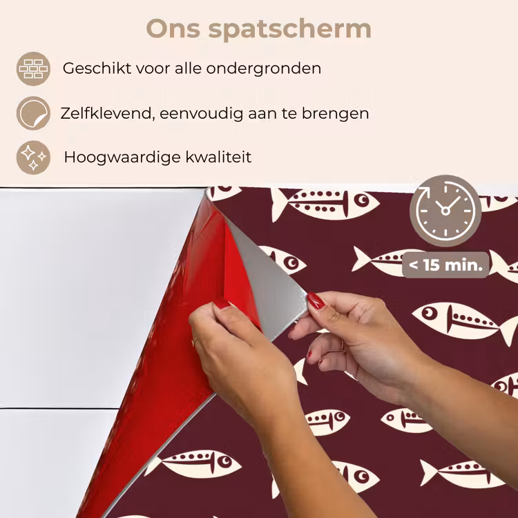 Spatscherm keuken - Vissen - Grafisch - Patroon - Donker — 4