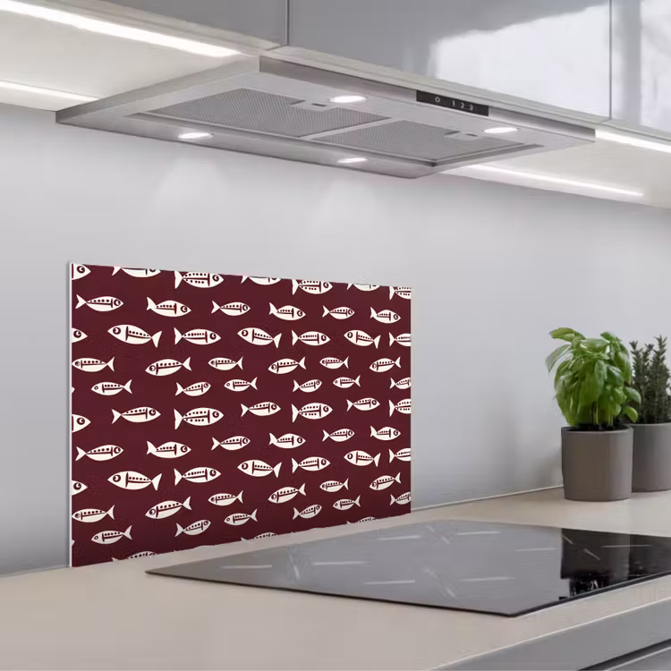 Spatscherm keuken - Vissen - Grafisch - Patroon - Donker — 5
