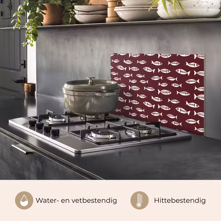 Spatscherm keuken - Vissen - Grafisch - Patroon - Donker — 7