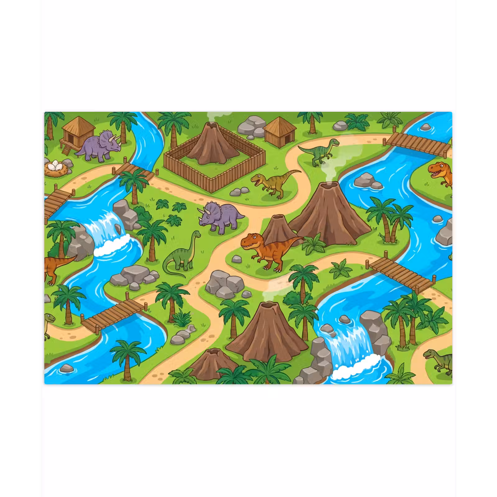 Speelkleed - Dinosaurus - Landschap - Cartoon — 1