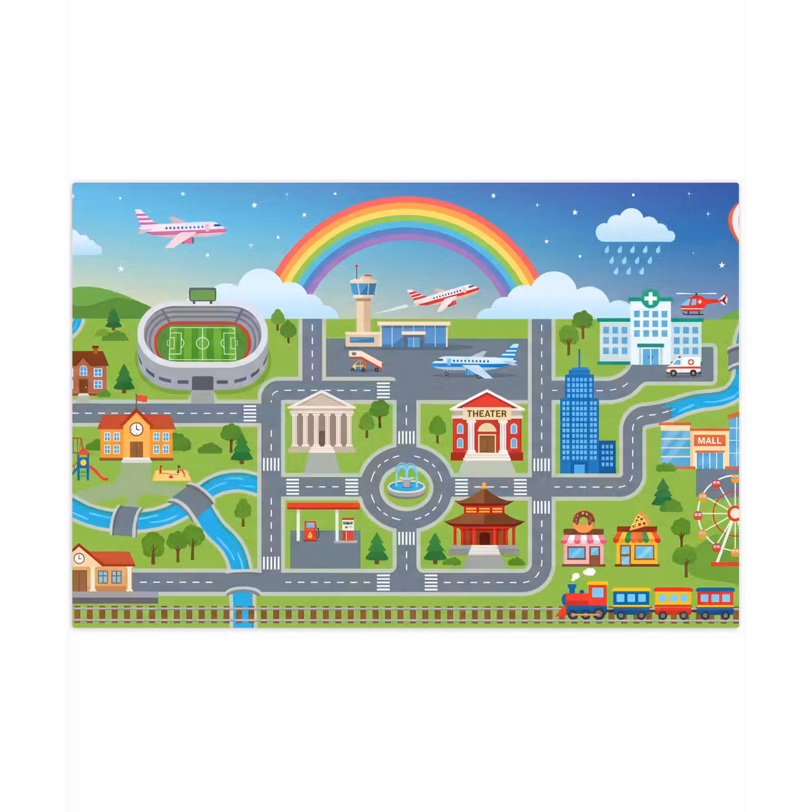 Speelkleed - Stad - Plattegrond - Cartoon — 1
