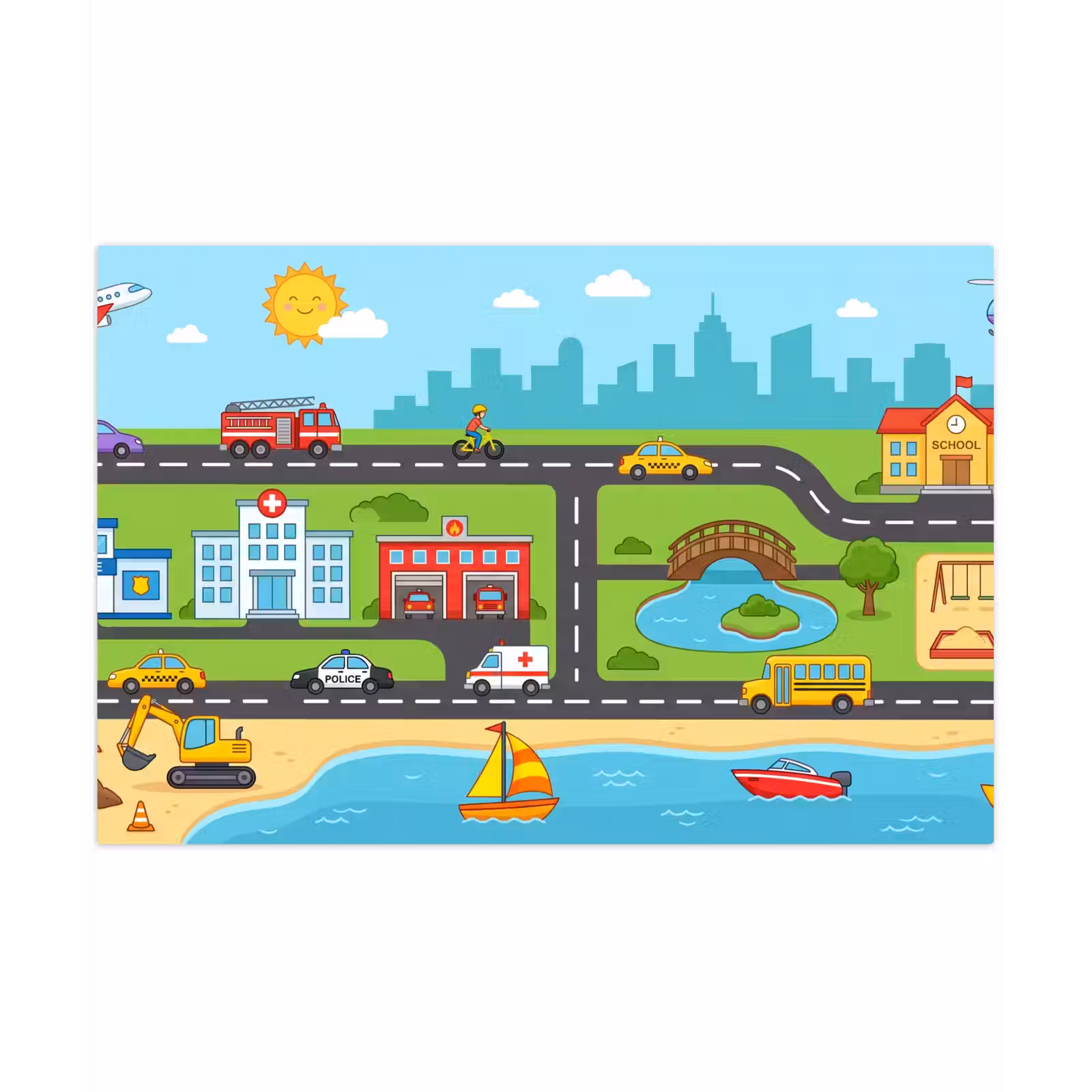 Speelkleed - Stad - Verkeer - Cartoon — 1
