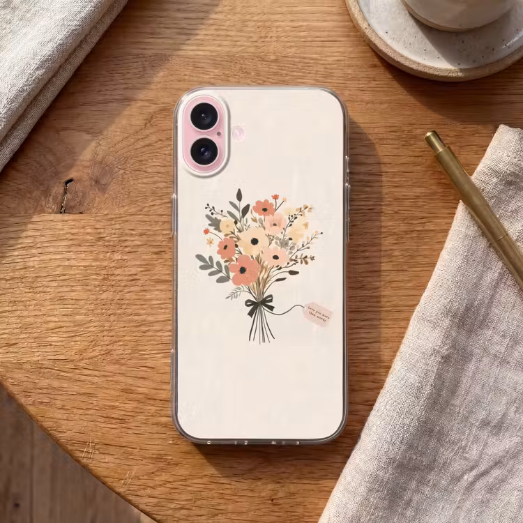 Telefoonhoesje - Bloemen - Quote - Beige - Lint — 2