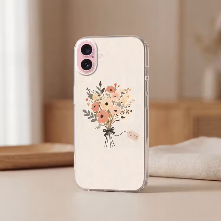 Telefoonhoesje - Bloemen - Quote - Beige - Lint — 3