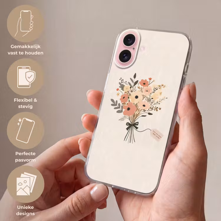Telefoonhoesje - Bloemen - Quote - Beige - Lint — 4