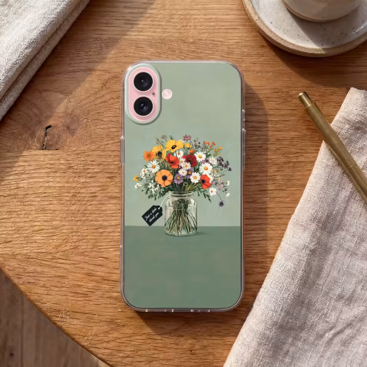 Telefoonhoesje - Bloemen - Vaas - Kaartje — 2