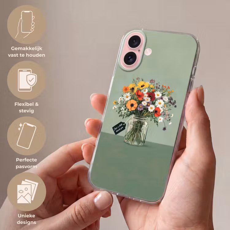 Telefoonhoesje - Bloemen - Vaas - Kaartje — 4