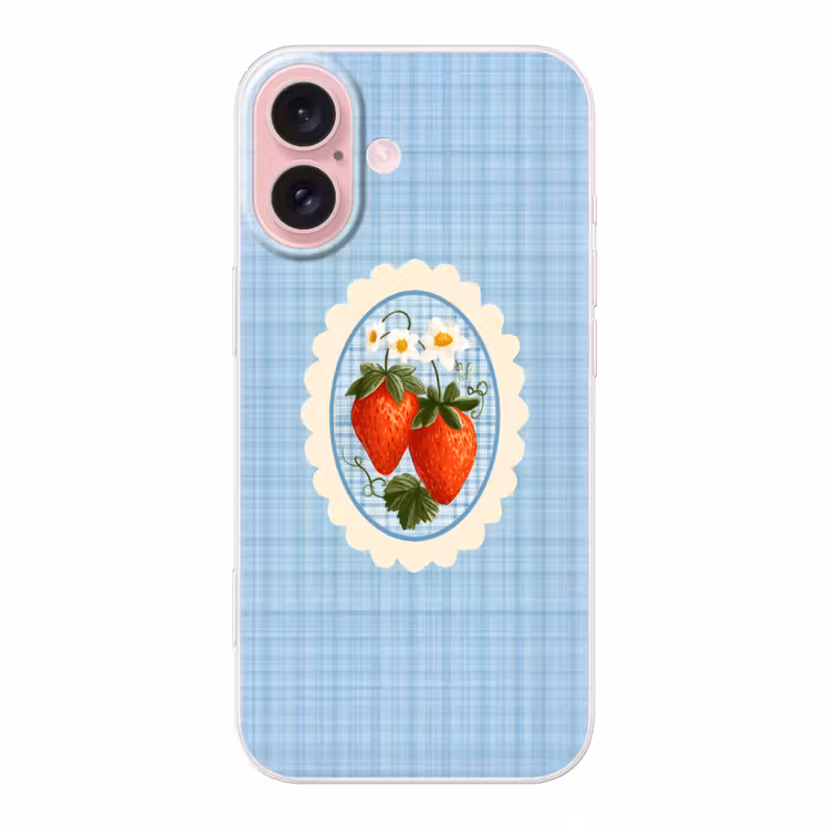 Telefoonhoesje - Aardbeien - Lijst - Rood - Geruit — 1
