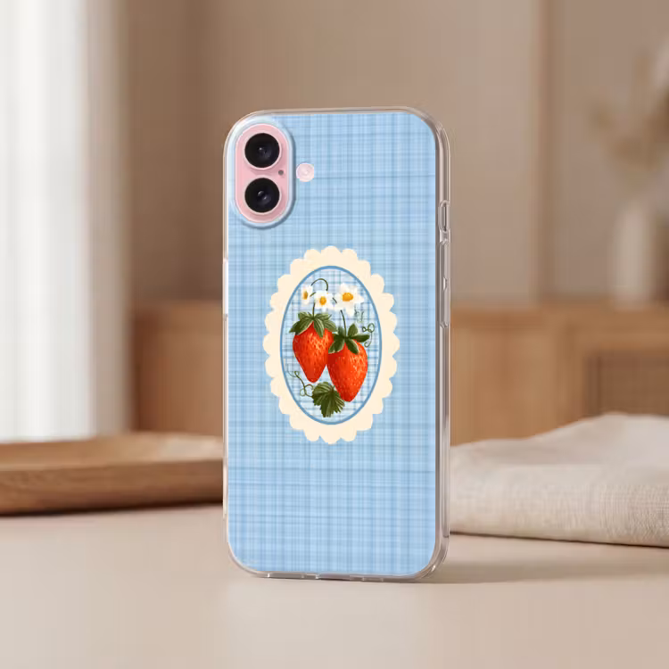Telefoonhoesje - Aardbeien - Lijst - Rood - Geruit — 3