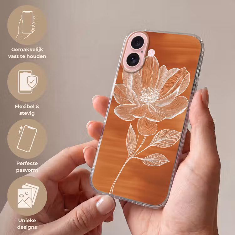 Telefoonhoesje - Bloem - Minimalistisch - Wit — 4