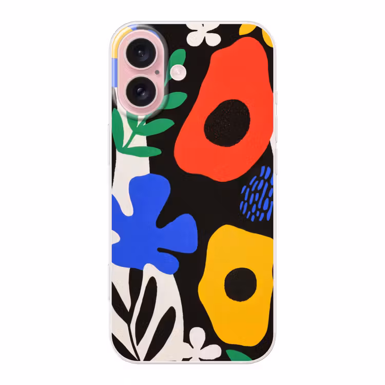 Telefoonhoesje - Bloemen - Bladeren - Abstract - Zwart — 1