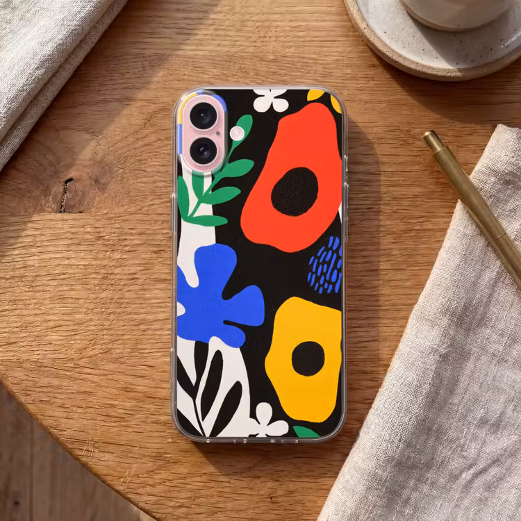 Telefoonhoesje - Bloemen - Bladeren - Abstract - Zwart — 2