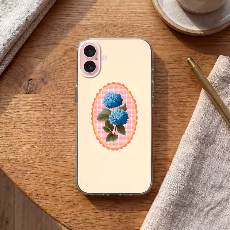 Telefoonhoesje - Bloemen - Blauw - Lijst - Bladeren — 2