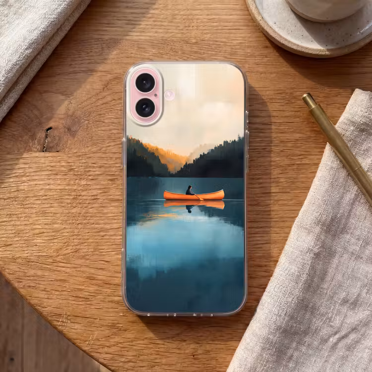 Telefoonhoesje - Bossen - Meer - Kano - Oranje — 2