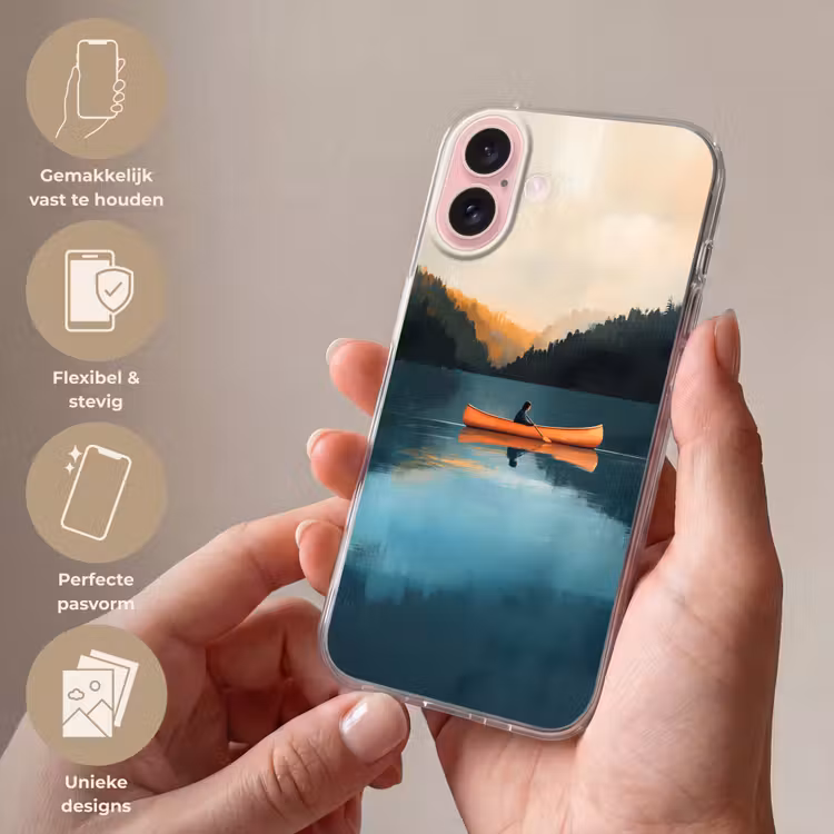 Telefoonhoesje - Bossen - Meer - Kano - Oranje — 4