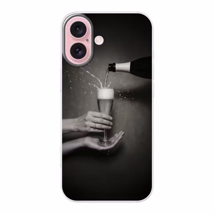 Telefoonhoesje - Champagnefles - Glas - Minimalistisch - Spetters — 1