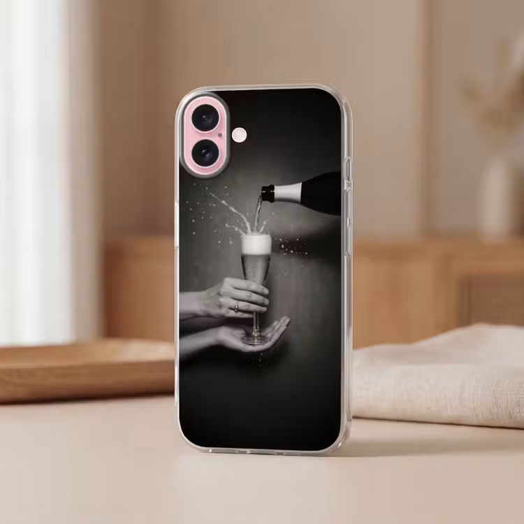 Telefoonhoesje - Champagnefles - Glas - Minimalistisch - Spetters — 3
