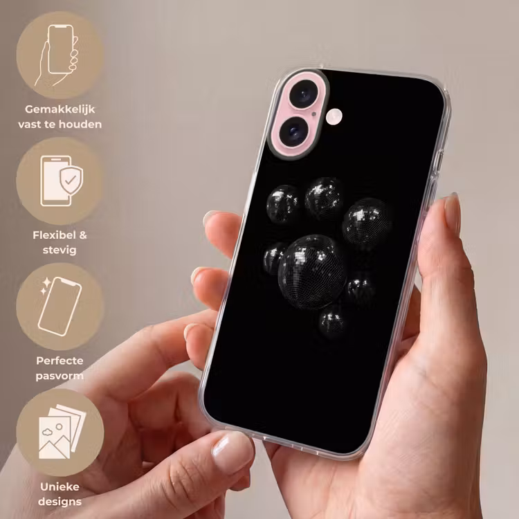Telefoonhoesje - Discoballen - Minimalistisch - Zwart — 4