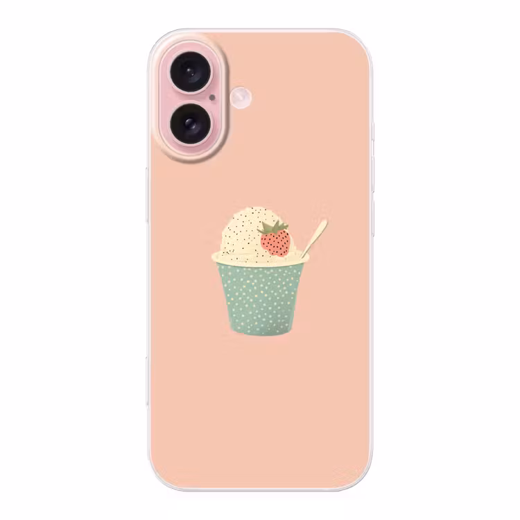 Telefoonhoesje - Bakje - Ijs - Aardbei - Roze — 1